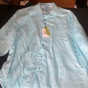 Robert Graham MORLEY style aqua button down shirt 2XL NWT
